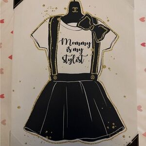 OLIVER GAL CC CANVAS ART WALL FRAME MOMMY IS MY STYLIST LUXURY DRESS BOW GOLD